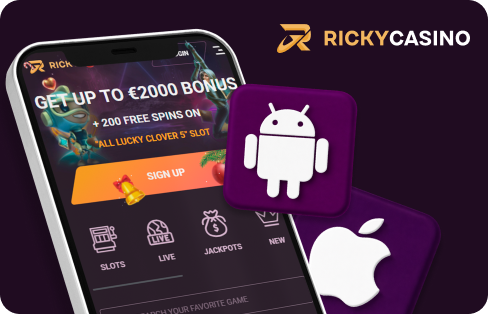 Screenshot of Ricky Casino app interface on a mobile device