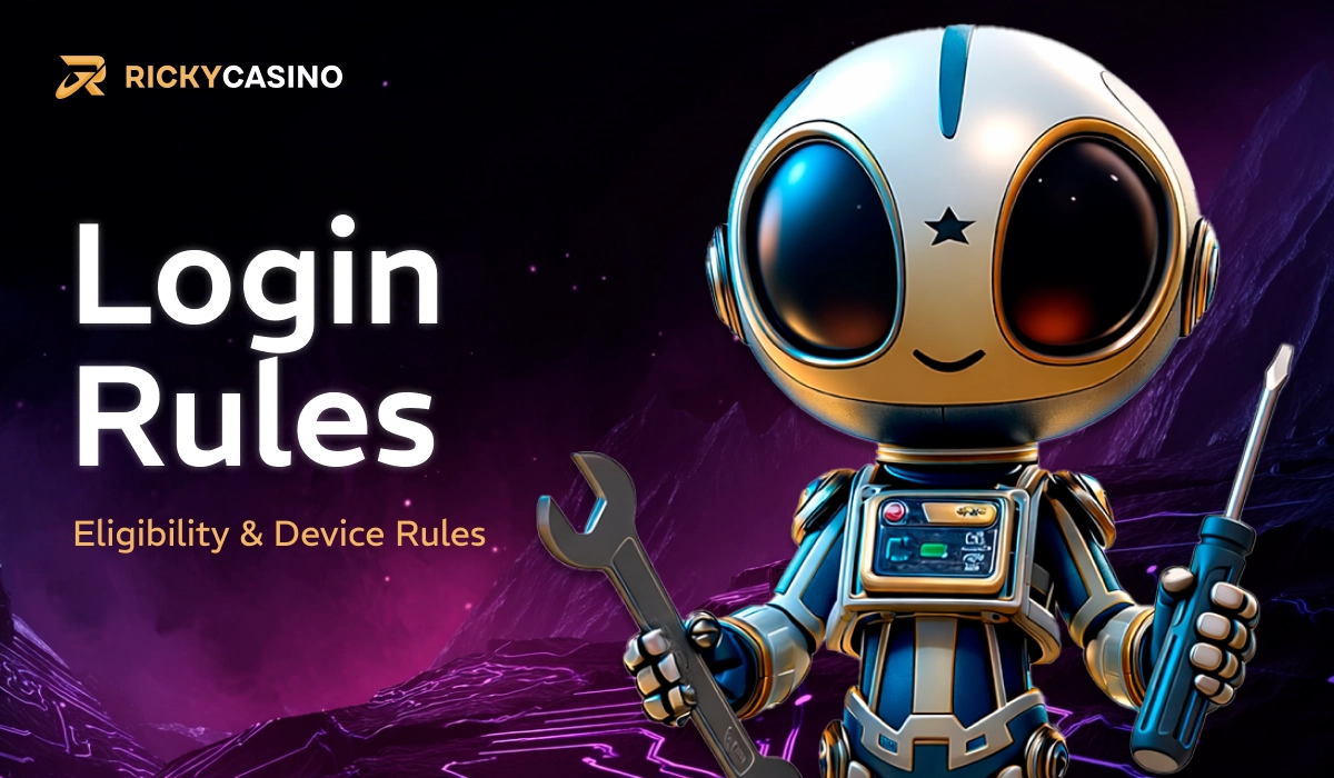 Ricky Casino login rules showing eligibility and device access