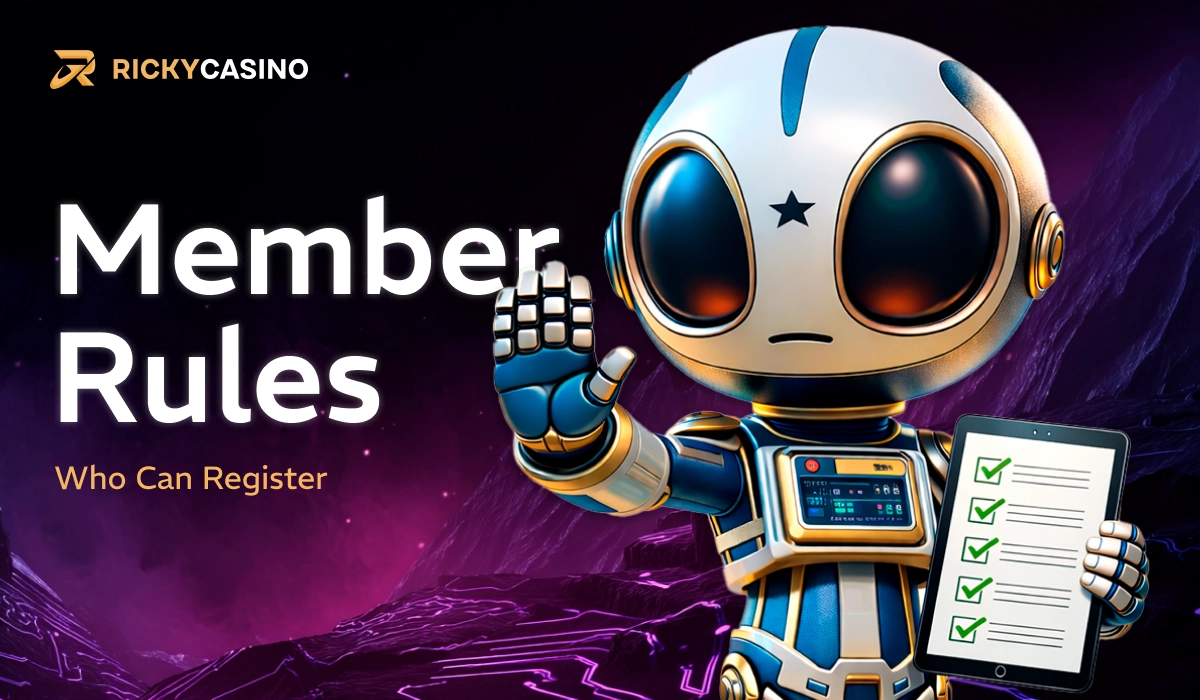 Ricky Casino member rules banner explaining who can register