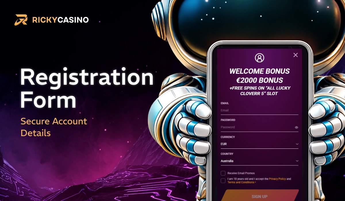 Ricky Casino registration form with secure account setup