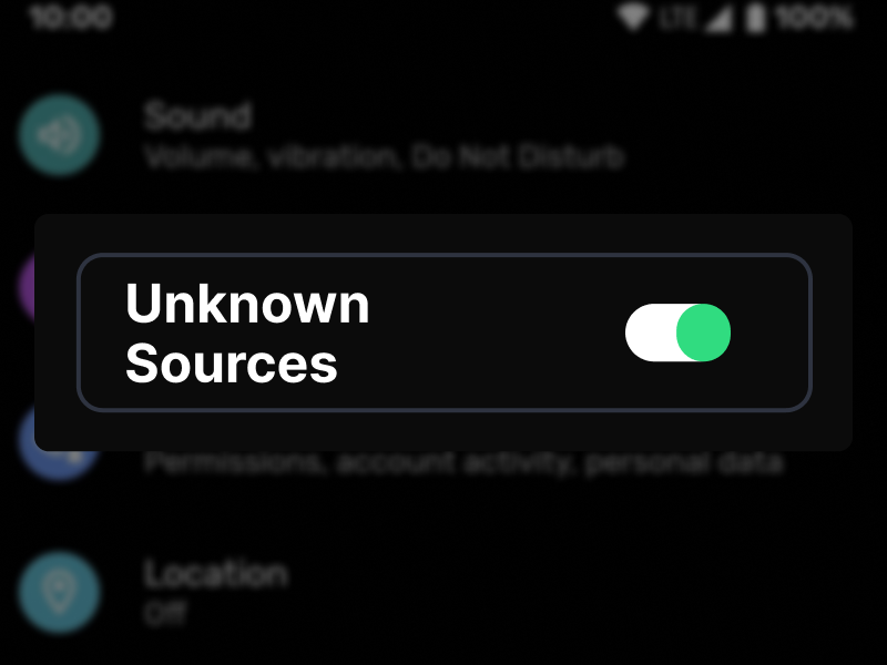 Enable âUnknown Sourcesâ in phone settings