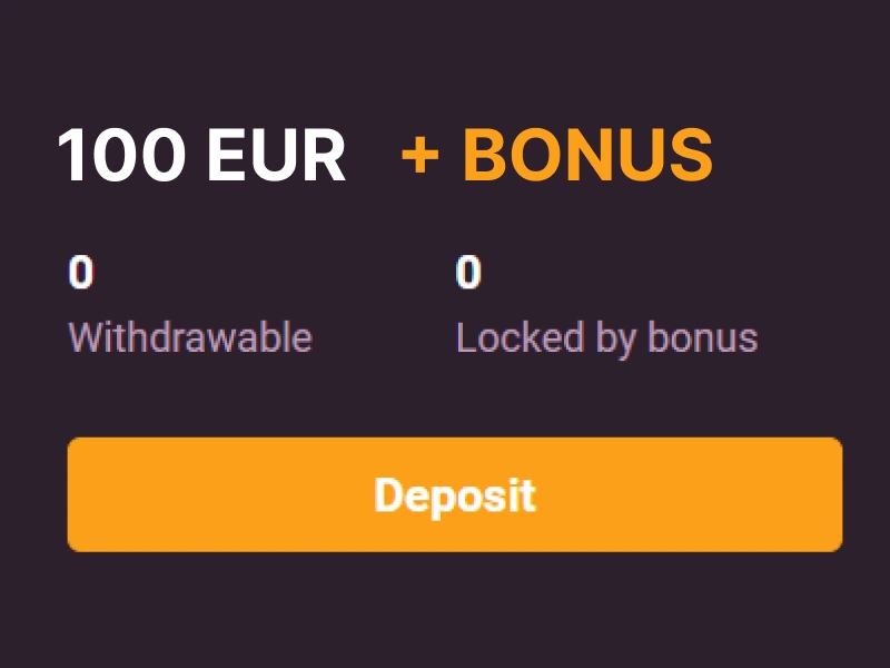 eposit screen showing “100 EUR + BONUS”