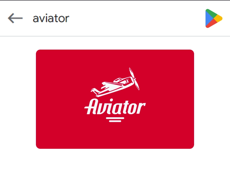 Google Play search results page showing Aviator app ready to install