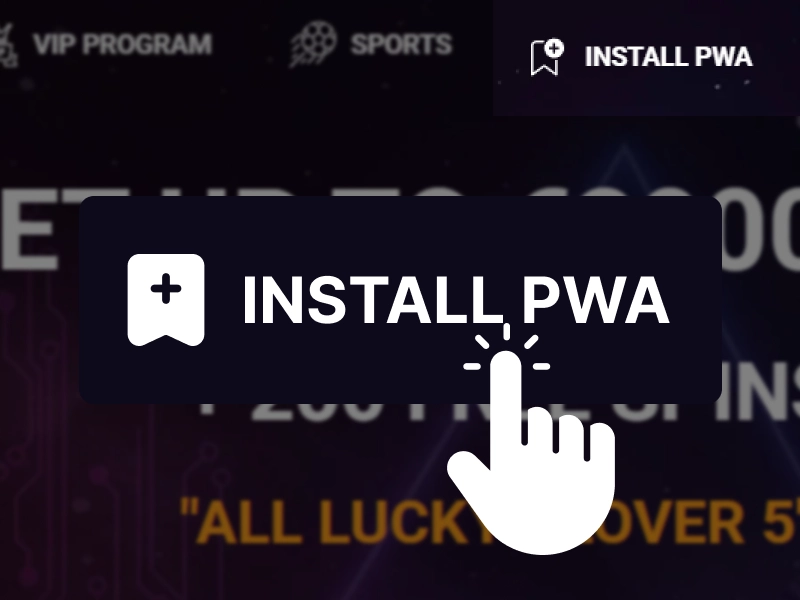 Install PWA prompt on Ricky Casino mobile site