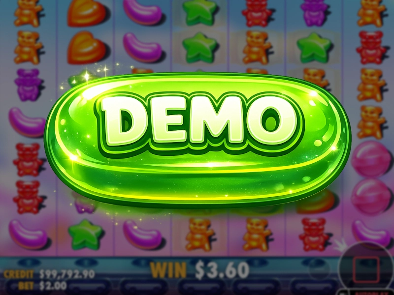 Green Demo button displayed on Sugar Rush game screen at Ricky Casino